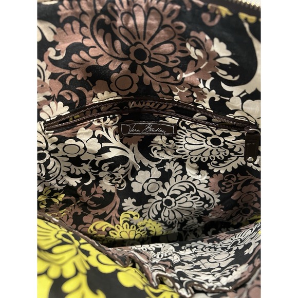 Vera Bradly Large Brown Bag Purse Handbag Quilted Microfiber‎ Shoulder Tote Zip - Picture 7 of 10